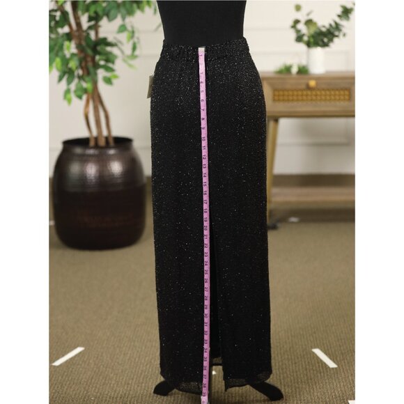 Full Beaded SAKS FIFTH AVENUE Black long black Slit MAXI skirt - Picture 6 of 11